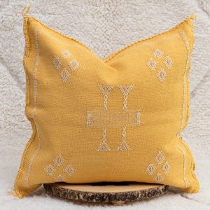 Cactus silk pillow yellow mustard