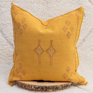 Cactus silk pillow yellow mustard2